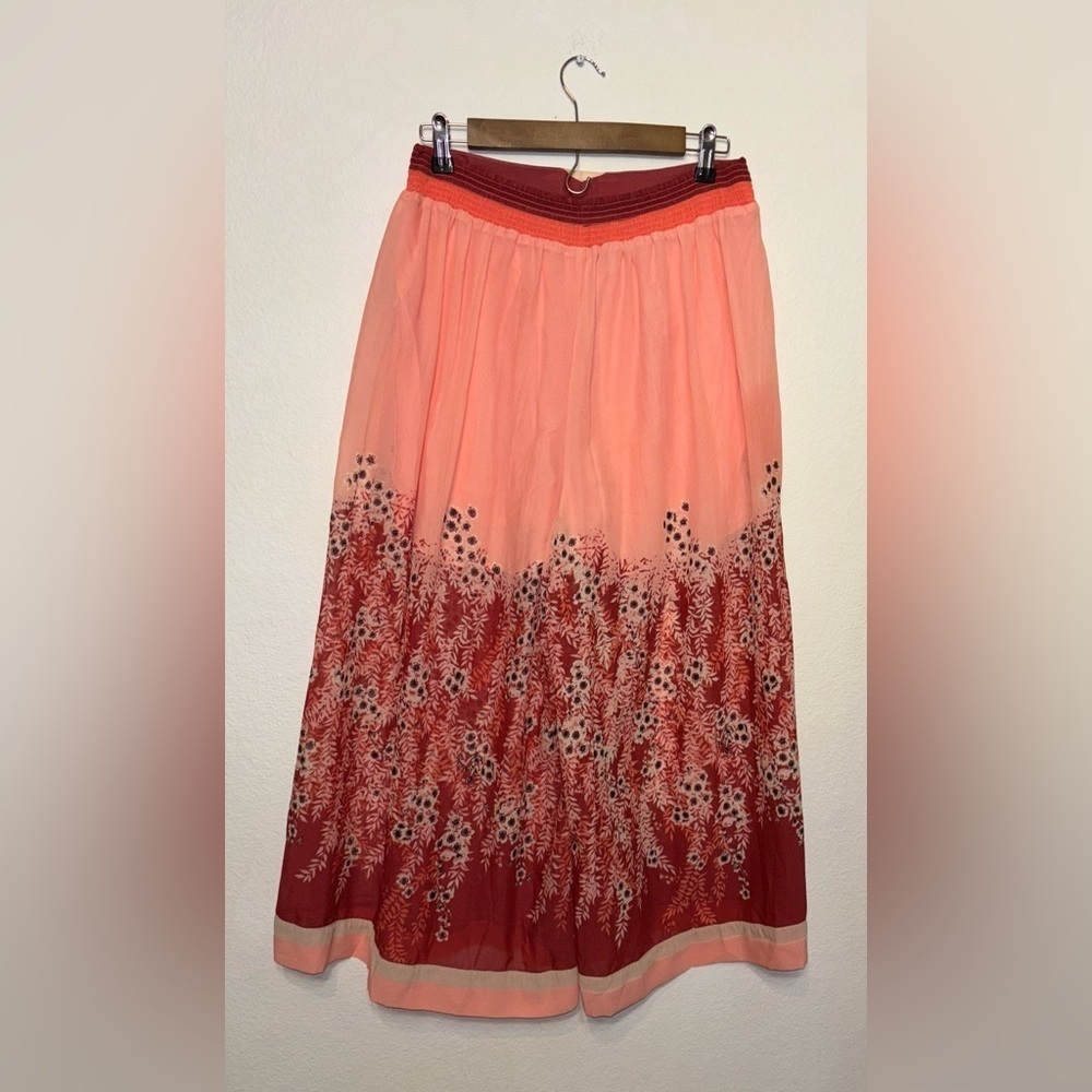 Free People Whimsigoth Feminine Floral Romantic Wide Leg Silky Pants size SM - Picture 9 of 9